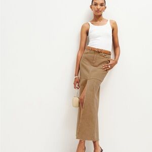 Reformation Tan Tazz Denim Maxi Skirt